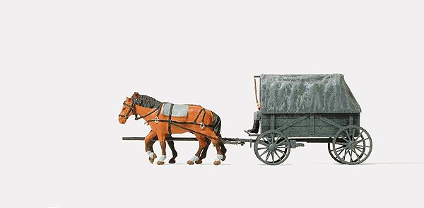 Preiser 16588 HO Unpainted Horse Drawn Field Wagon Figure Kit (Set of 4)