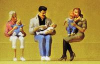 Preiser 45024 G Seated Parents with Babies Figures (Set of 6)