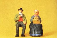 Preiser 45045 G Seated Elderly Farmer w/Wife Figures (Set of 2)