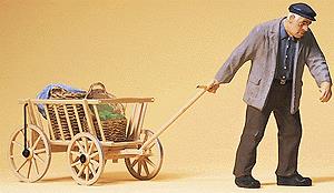 Preiser 45109 G Farmer Pulling a Hand Cart Figure