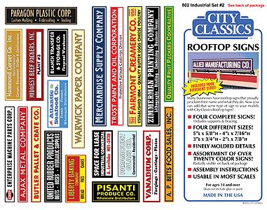 City Classics 802 HO Rooftop Signs Industrial Set #2
