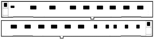 Brass Car Sides 569 N UP-C&NW-Wabash Western & Blue 12-4 ACF Sleeping Car
