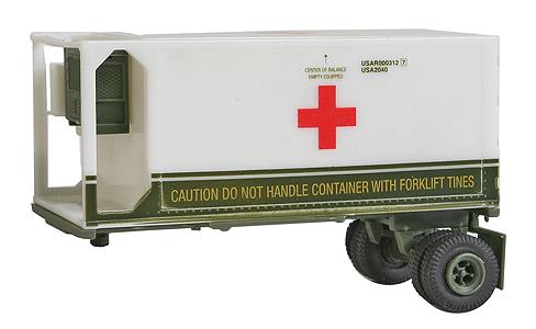 Trident Miniatures 90362 HO US/NATO Medical Corp 20' Reefer Container w/ Chassis
