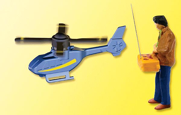 Viessmann HO Action Figures Flying Remote Helicopter w/Drive Unit (14-16v AC/DC)