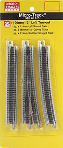 MicroTrains 99040910 Z 13° Micro Track Left Hand Manual Switch Turnout