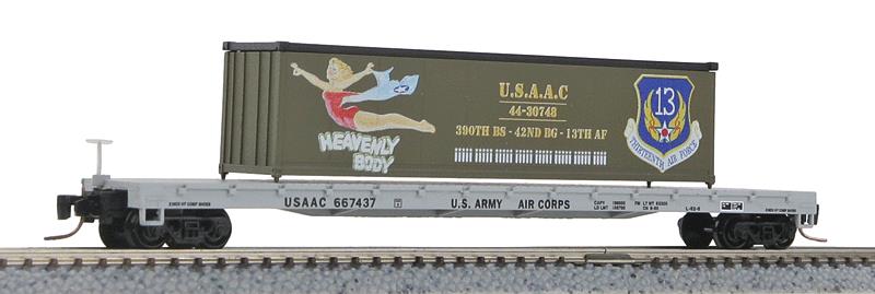 MicroTrains 52400105 60' Steel Flatcar w/40' Container Load - Ready to Run
