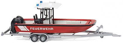 Wiking 9547 HO MZB72 (Lehmar) Multi-Purpose Boat w/Roof & Trailer - Assembled