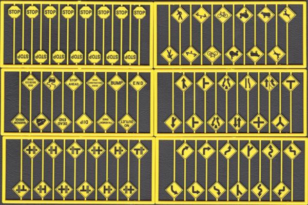 Tichy 8258 HO Road Early Yellow Stop Sign Assortment (Pack of 48)