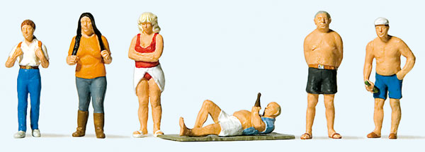 Preiser 10668 HO Men & Women On Vacation Figures (Set of 6)