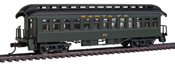Con-Cor 15616 HO Santa Fe 1880s Wood Open-Platform Coach - Ready to Run #221
