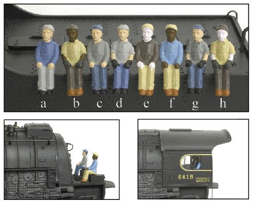 Broadway Limited 1008 HO Engineer & Fireman Styles A-H Figures (Set of 8)