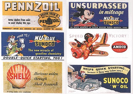 JL Innovative Design 164 HO 1940 Vintage Gas Station/Oil Signs (Set of 6)