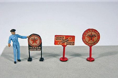 JL Innovative Design 462 HO Texaco Vintage Gas Station Curb Signs Kit (Set of 3)