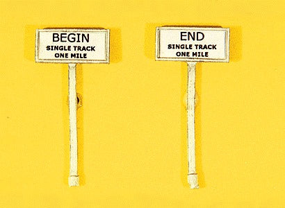 JL Innovative Design 840 HO Right of Way Signs Begin/End Single Track (Set of 2)