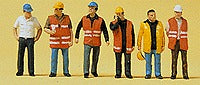 Preiser 10420 HO Modern Workmen Figures with Warning Vest (Set of 6)