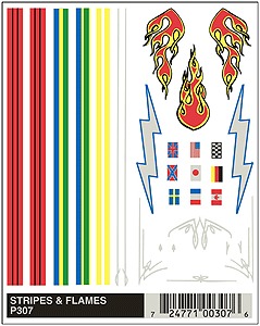 PineCar P307 Stripes & Flames Dry Transfers Decals