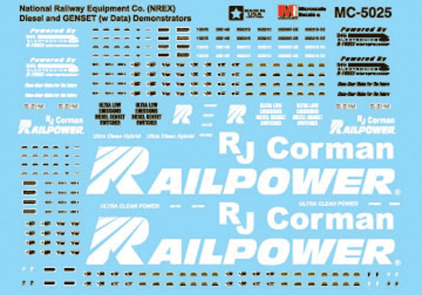 Microscale 60-5025 N NREX Railpower and NREX Genset Heralds Decal Sheet