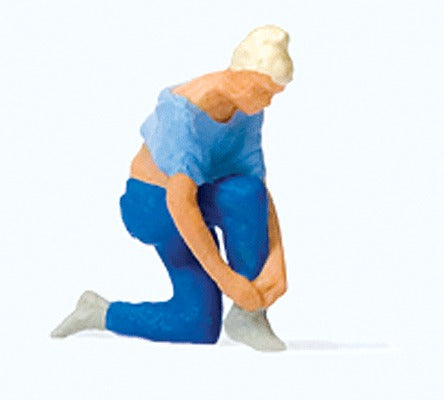 Preiser 28167 HO Woman Tying Her Shoes Figure