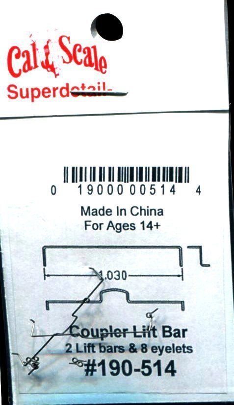 Cal Scale 190-514 HO Coupler Lift Bar .012" Wire (2 Lift Bars & 8 Eyelets)