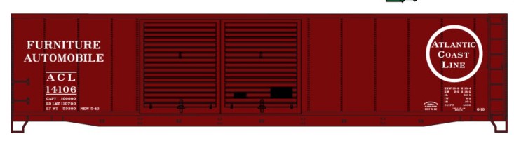 Accurail 5232 HO Atlantic Coast Line 50' AAR Double Door Riveted Boxcar