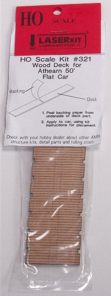 American Model Builders 321 HO Scale LaserArt Deck for ATH 50' Wood Flat Car Kit