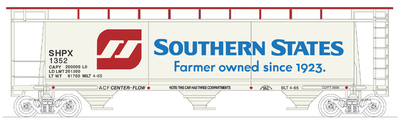 Bowser 37700 N Southern States 3 -Bay Cylindrical Covered Hopper Car #1355