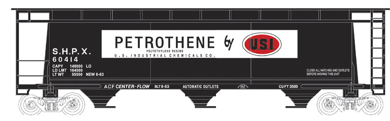 Bowser 37706 N USI Petrothene 6-Bay Cylindrical Covered Hopper Car #60416