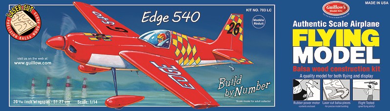 Guillows 703 Edge 540 20" Wingspan Laser Cut Aircraft Plane Model Kit