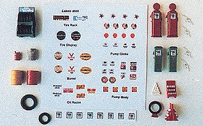 JL Innovative Design 505 HO Post 1940's Gas Station Detail Set (16) w/54 Signs