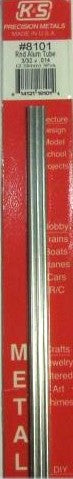 K&S 8101 3/32'' x 1/2" x 36" Aluminum Tube (Pack of 3)