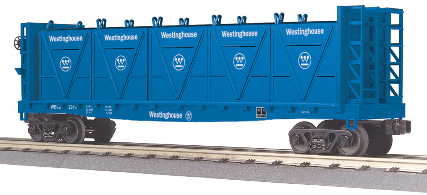 MTH 30-76567 O Gauge Westinghouse Bulkhead Flat w/LCL Containers #2014