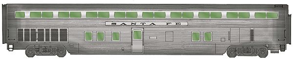 Walthers 9761 HO Santa Fe 85' Budd Step-Down Hi-Level Coach with Tail Sign