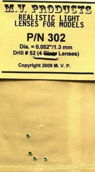 MV PRODUCTS 302 .052” Green for HO Engines, Caboose Markers & N Headlights