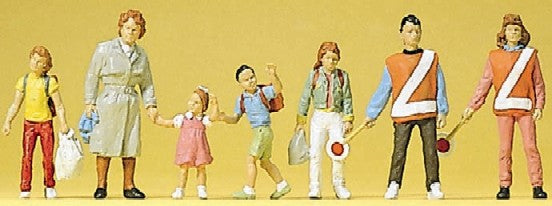 Preiser 10344 HO School Crossing Patrol Pedestrians Figures (Set of 7)1RFV