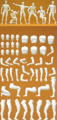 Preiser 58000 G Unpainted Adam Plastic Figure Kit (Set of 6)