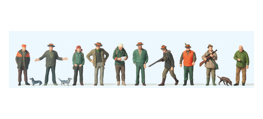 Preiser 10803 HO Hunters and Hunting Helper Figures (Set of 10)