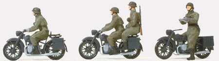 Preiser 16598 HO Motorcycle Crew w/BMW Motorcycle Figure Kit (Set of 4)