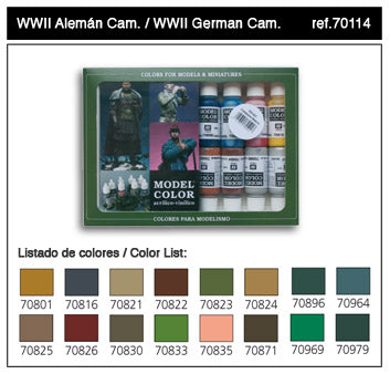 Vallejo Paint 70114 German Camouflage WWII Model Color Paints (Set of 16)
