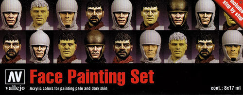 Vallejo Face/Skin Colors Paint Set 16-Colors 17ml