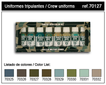 Vallejo Paint 70127 Tank Crew Uniform Panzer Aces Acrylic Paints (Set of 8)