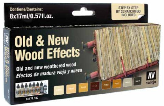 Vallejo Paint 71187 Old & New Wood Effects Model Air Acrylic Paints (Set of  8)