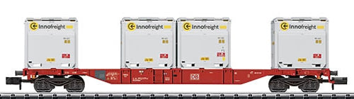 Trix 15531 N Minitrix Type Sgns Container Flatcar with 4 XS WoodTainer Load