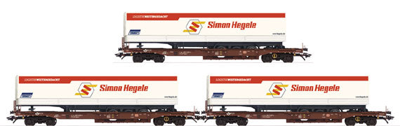 Marklin 47082 HO Type Sdgkms 707 Container Flatcar with Trailers 3-Pack - 3-Rail