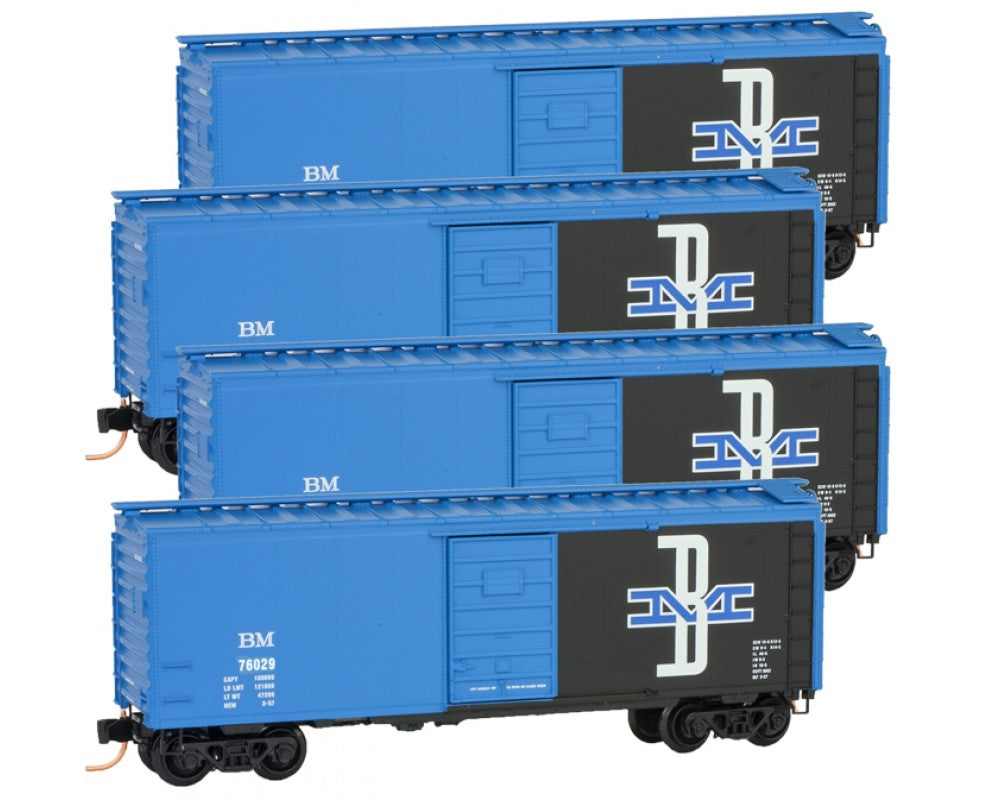 Micro-Trains 99300103 N B&M 40' Single-Door Boxcar Runner Pack (Set of 4)