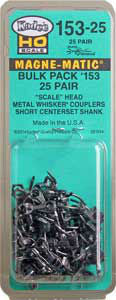 Kadee 15325 HO #153 Whisker Knuckle Couplers-Kit - Magne-Matic (25 Pairs of 2)
