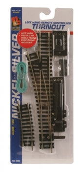 Life Like 3003 HO Code 100 18'' Left Hand Remote Control Switch Turnout