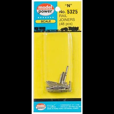 Model Power 6525 N Scale Nickel Silver Rail Joiners (Pack of 48)