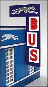 Miller Engineering 5881 O Greyhound Bus Station Animated Vertical Sign