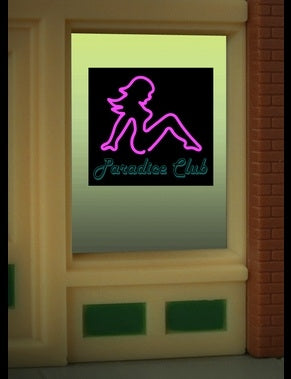 Miller Engineering 8850 HO/O Paradice Club Flashing Neon Window Sign