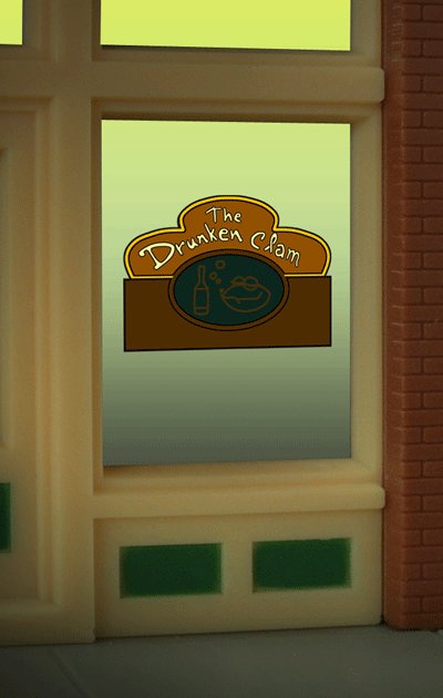 Miller Engineering 8885 HO/O Drunken Clam Animated Window Sign